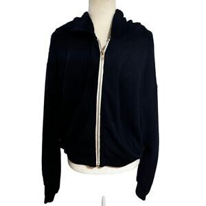 The Lady & The Sailor navy bouclé zip hoodie Size 3/M-L Retail $258 Made in USA